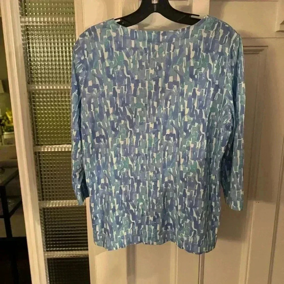 J. Jill Womens Printed Extra Fine Pima Cottton Cardigan Sweater Size M Blue NWOT - Picture 3 of 7
